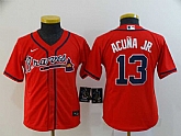 Youth Braves 13 Ronald Acuna Jr. Red 2020 Nike Cool Base Jersey,baseball caps,new era cap wholesale,wholesale hats